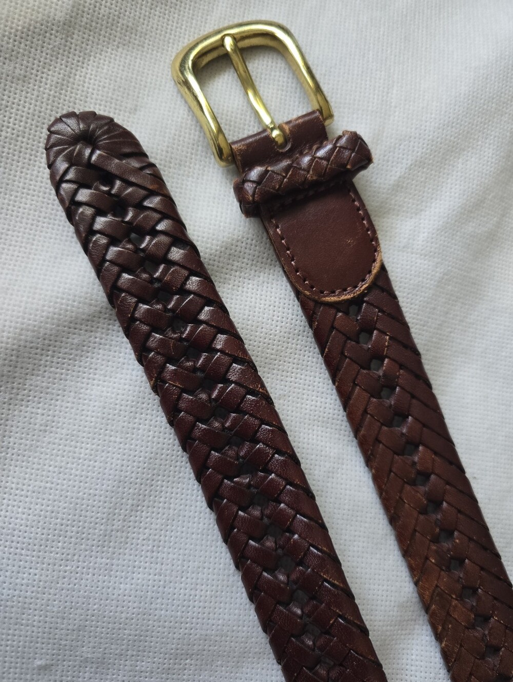 Men's Braided Leather Belt - Brown Size 40